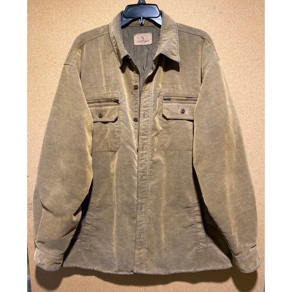 Red Head Ranch Mens Corduroy Quilted Shirt Jacket Tan RHS11-40014 L
